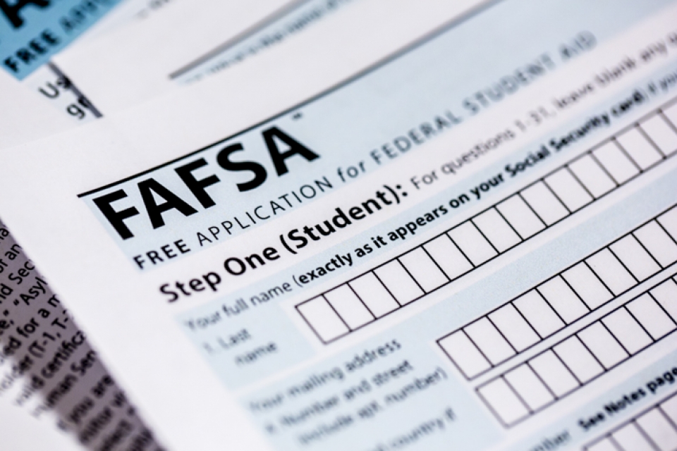 Close up of a FAFSA form