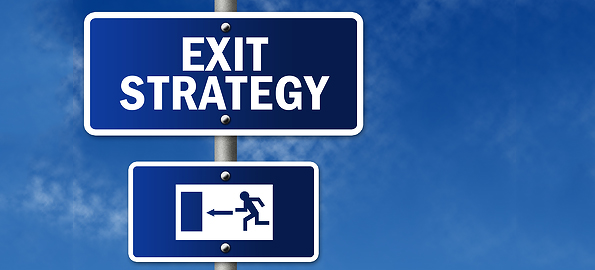 Photo of a Traffic Sign that says "Exit Strategy"